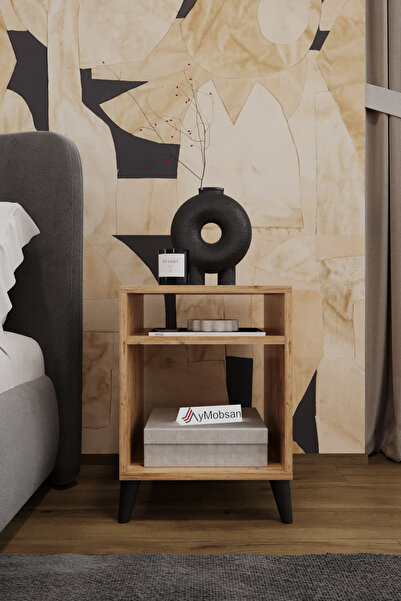 AYMOBSAN Simina Açık Raflı Komodin Yatak Yanı Sehpa Atlantik Çam