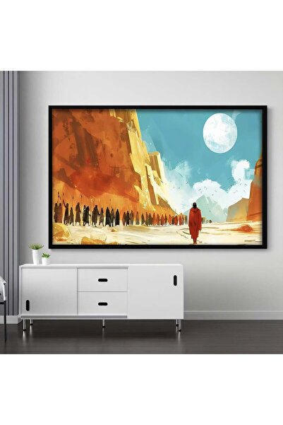 4gdran لوحة قماشية بتصميم الفن التراثي مع برواز شامبين مجوف