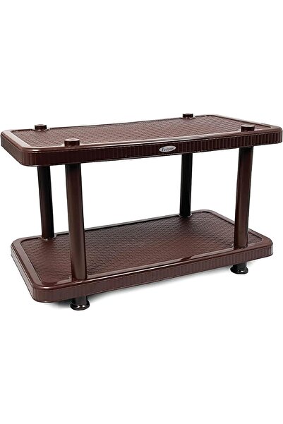 Esqube Coffee Table, Plastic Teapoy/Center Table, Matte Rattan Design (Brown)