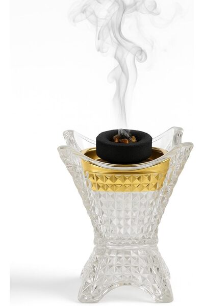 Alsaqer Crystal Glass Bakhoor Burner | Oud burner | Incense Bakhoor Charcoal Burner | Frankincense B