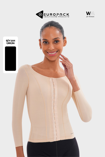 EUROPACK سترة ضغط LP-125 بعد العمليات الجراحية - مشد نسائي بأكمام طويلة - مود...