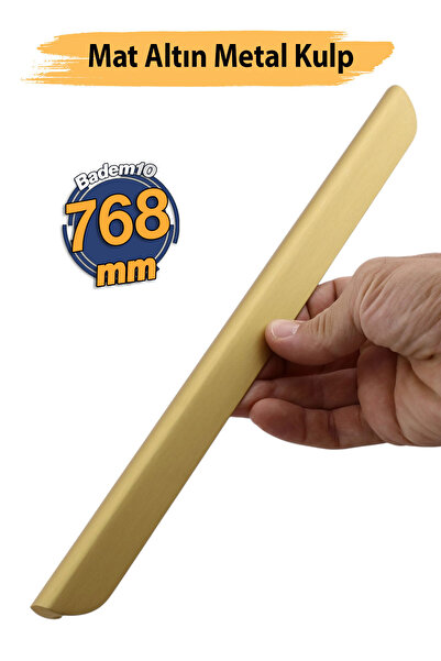 Badem10 Fırat Mat Altın Gold Metal Gardırop Kulpu 768 mm Mutfak Vestiyer Bany...