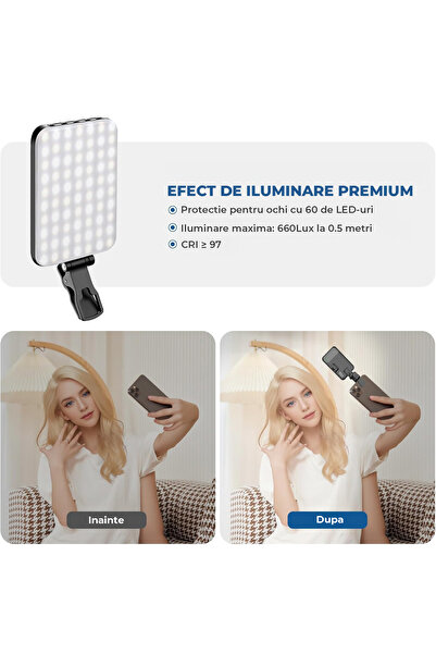 Elindor ® Portable LED Lamp Compact Professional Light for Video Conferencing, Streaming, Black