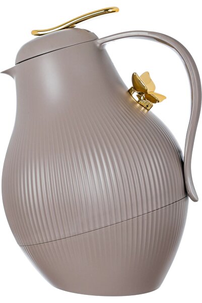 DORA ترمس، 1.5 لتر، وعاء داخلي من الزجاج الحراري، لون بني فاتح