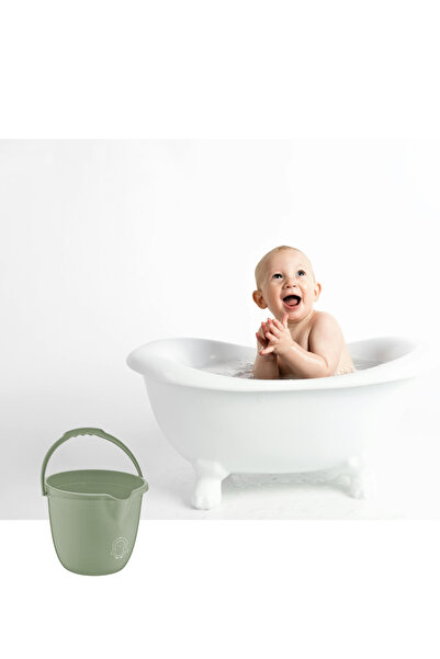 12den Bebek Banyo Kovası, Saplı Oluklu Çok Amaçlı Güvenli Ergonomik Su Temizlik Kovası 13 litre Yeşil