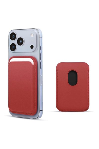 Microsonic Leather Wallet Magsafe Red Compatible with Apple iPhone 18 Pro