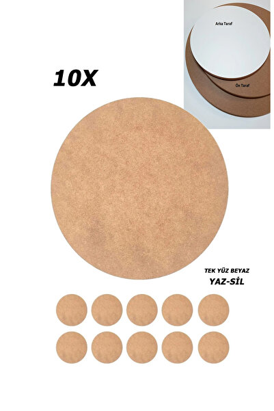 Buradadavar Hobi Ahşap Ahşap Supla 10 Adet 30 CM Yuvarlak Tekyüz Beyaz (Çocuk...