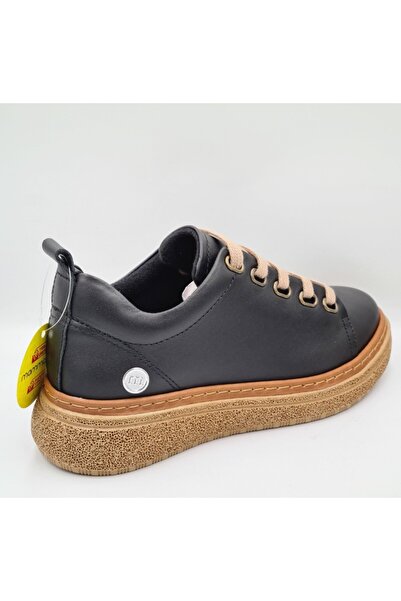 Mammamia D25KA-120 Siyah Hakiki Deri Kadın Günlük Casual Sneaker Ayakkabı