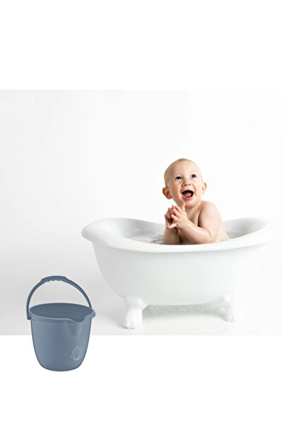 12den Bebek Banyo Kovası, Saplı Oluklu Çok Amaçlı Güvenli Ergonomik Su Temizlik Kovası 13 litre Mavi