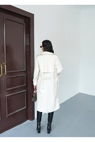 Miss Beyoğlu Kuşaklı Uzun Deri trençkot