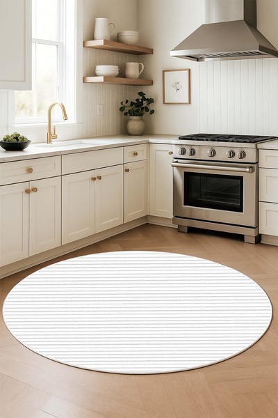 West Home Makinede yıkanabilir kaymaz taban leke tutmaz dijital yuvarlak mutfak halısı ve salon halısı