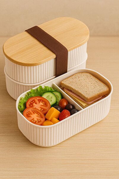 Amentes Magou 500ml Ahşap Kapaklı Lunch Box 2'li