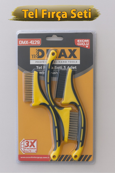 DMAX Tel Fırça Seti 3 Adet Çelik Pirinç Naylon Fırça Set