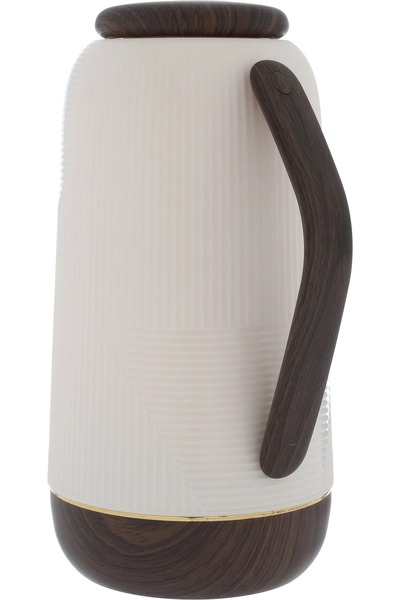 Glory ترمس روعة، سعة 1 لتر، وعاء داخلي زجاجي حراري، غلاف خارجي بلاستيكي - بيج