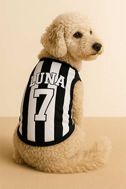 Monopetz Yeni Sezon Kişiye Özel İsim ve Numara Seçenekli Köpek Ve Kedi Atleti - Siyah Beyaz