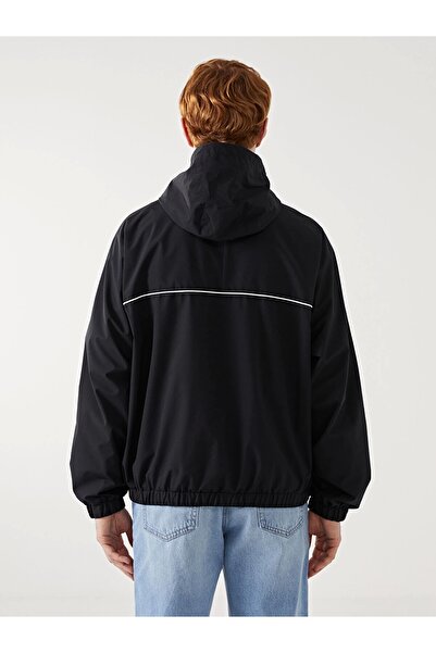 LC Waikiki Xside Black Comfortable Fit Hooded Men's Raincoat