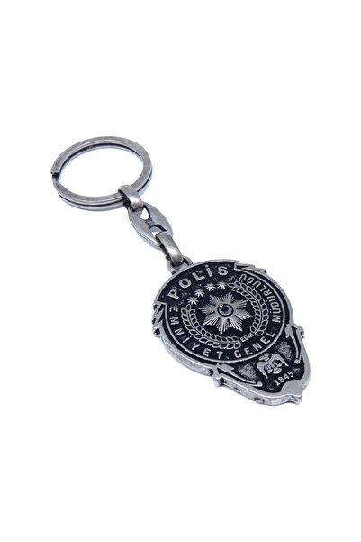 NETAVANTAJ Police Emblem Badge Antique Cast Metal Double Sided Embossed Keychain