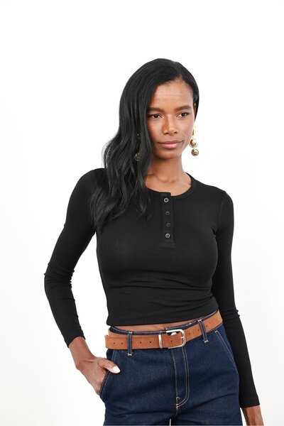 5in1Canpolat Black Soft Touch Buttoned Blouse 71776