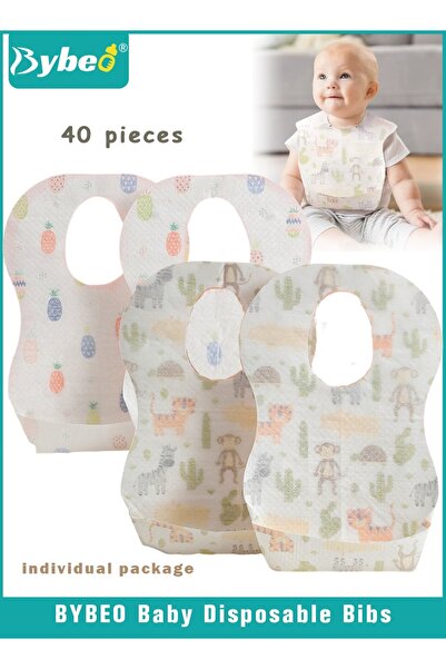 BYBEO 40pcs Baby Disposable Travel Bibs for Girls and Boys with Individual Pa...