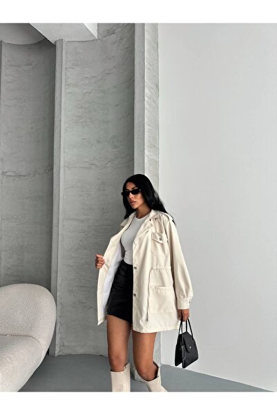 motix 4 CEPLİ BEL BAĞLAMALI KISA TRENCH COAT CEKET