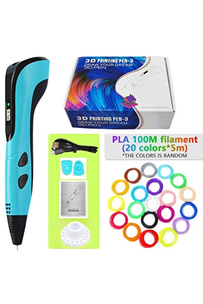 Choice6 PLA Filagment Blue add 100M PLA New Style 3D Printing Pen 3D Pen Set for Kids with Power Supply Pla