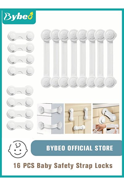 BYBEO 16-Piece Baby Safety Strap Locks Child Lock for Cabinets and Drawers, T...
