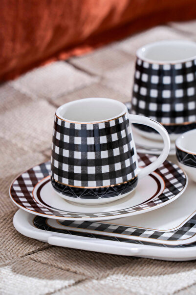 ACAR Almond Coffee Cup Set for 2 People with Tray - 100 ml