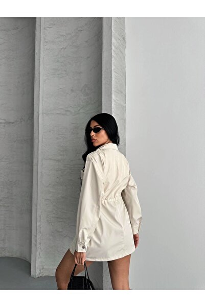 motix 4 CEPLİ BEL BAĞLAMALI KISA TRENCH COAT CEKET