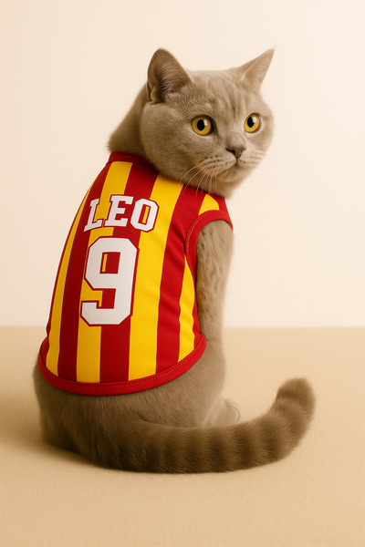 Monopetz Yeni Sezon Kişiye Özel İsim ve Numara Seçenekli Köpek Ve Kedi Atleti - Sarı Kırmızı