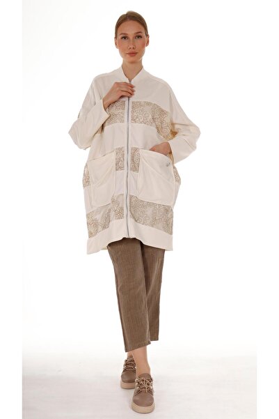 shE tekstil 2 Thread Latest Spring Garnished Embroidered Wide Fit Cap White