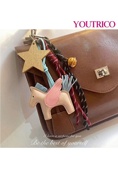 Youtrico Handmade Adorable Little Pegasus Bag Charm - PU Cute Unique Two-Tone Accessory,Keychain