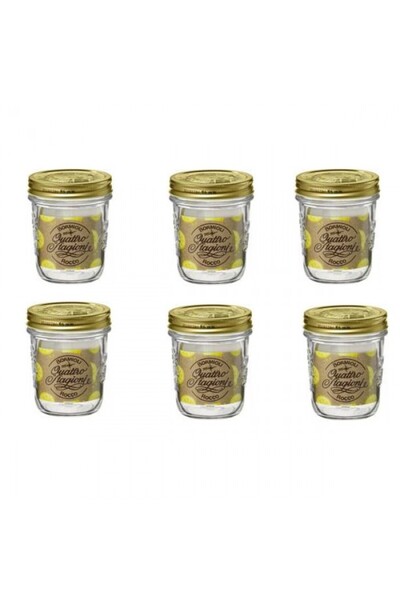Bormioli Rocco Set of 6 glass jars with lids BORMIOLI QUATTRO STAGIONI, 320ml, D8.9xH10.8cm (3.54756)