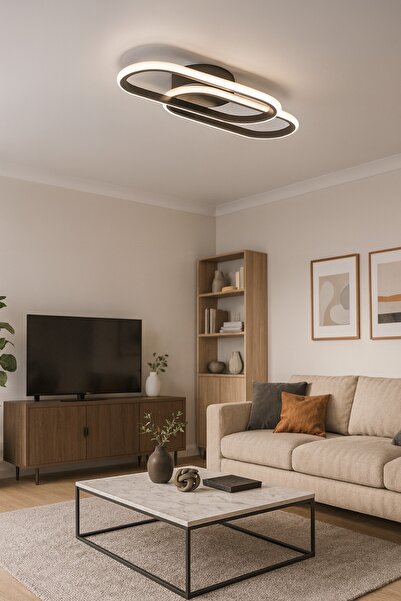 LEGACY Zzez Gri Renk Modern Tasarım Beyaz Ledli Cafe - Mutfak - Salon 2 Li Led Avize