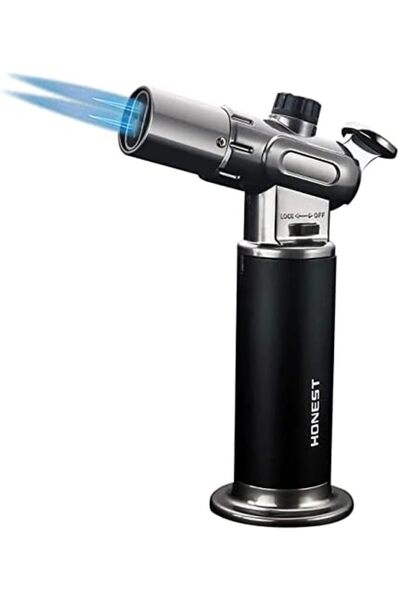 GO2CAMPS ولاعة مقاومة للرياح تعمل بالغاز قابلة لإعادة التعبئة مع شعلة مزدوجة قابلة للتعديل