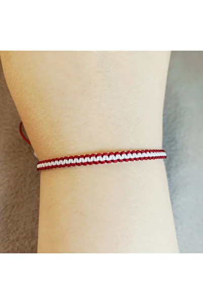 Crystal Atelier Hatayspor Fan Bracelet - Hatay Knitted Macrame Burgundy White Unisex Handmade Durable Sports Jewelry