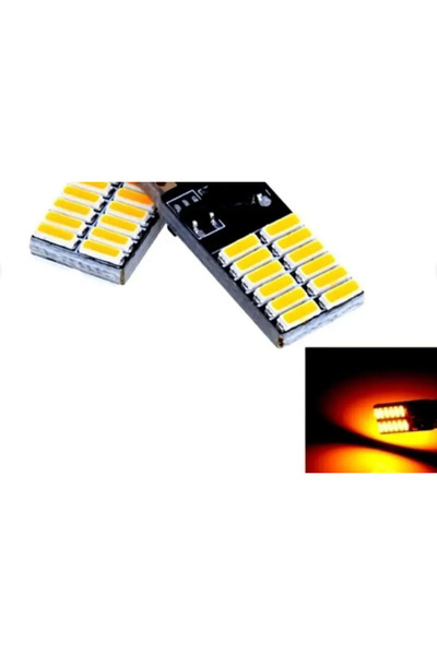 iq elektronik Turuncu T10 Dipsiz Led Canbuslu W5W 24 Ledli Turuncu Park Plaka...