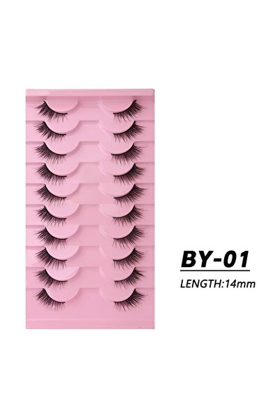 choice2 BY-01 10 Pairs Half Eyelashes Natural New Faux Mink Cat Eye Lash Wispy Fluffy Soft False Lash Extens