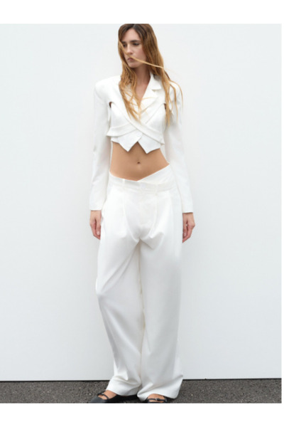 LUMİNA FASHİON Women's two-piece cropped top, with vest and lapels, size S - LUMINA Fashion Italia