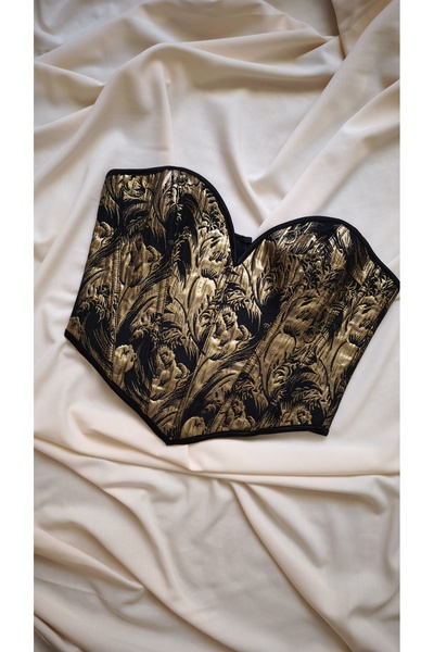 Pinn Black Jacquard Patterned Women's Corset