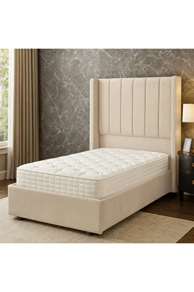 Rahaty Store Modern Velvet Upholstered Wooden Bed 90×190 cm