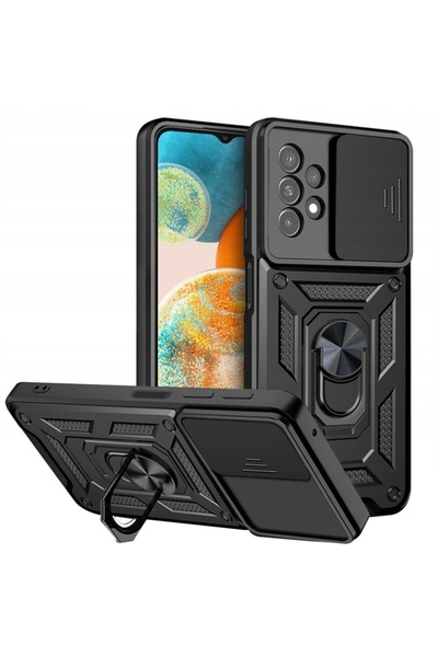 SKYDDAR INNOVATION Husă pentru Samsung Galaxy A23 / Galaxy A23 5G, CamShield, inel magnetic, set autocolante, neagră