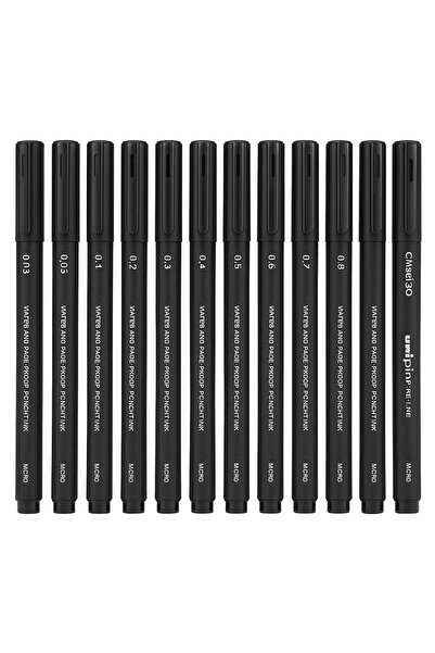 UNİ-BALL Uni-Pin Technical Drawing Pencil 0.03-0.05-0.1-0.2-0.3-0.4-0.5-0.6-0.7-0.8-Chisel 3.0 (Total 11 Pieces)