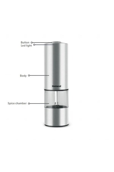 Karaca Homend Grindgo 6004UK Wiederaufladbare Gewürzmühle, Inox