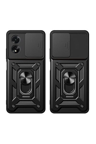 SKYDDAR INNOVATION Case for Oppo A58 4G, CamShield, Magnetic ring, sticker set, Black