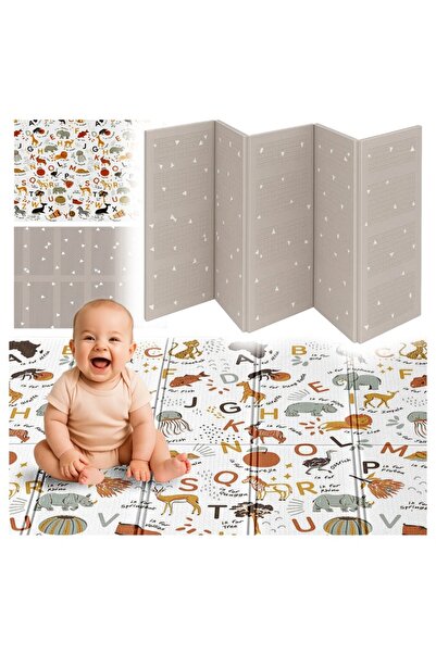 zola Covoras joaca 2 fete, spuma XPE, 10 mm, 180x160 cm, pliabil, impermeabil, triunghiuri/animalute