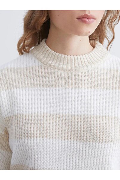 LC Waikiki XSIDE Pulover de tricotat pentru femei, cu decolteu crew, cu dungi, oversize (W5)