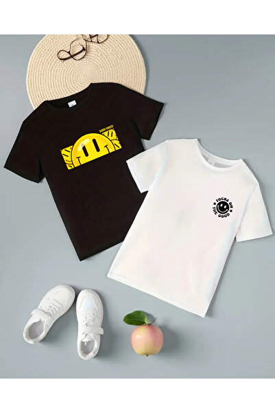 haha Smile Printed 2-Piece T-Shirt Set for Kids