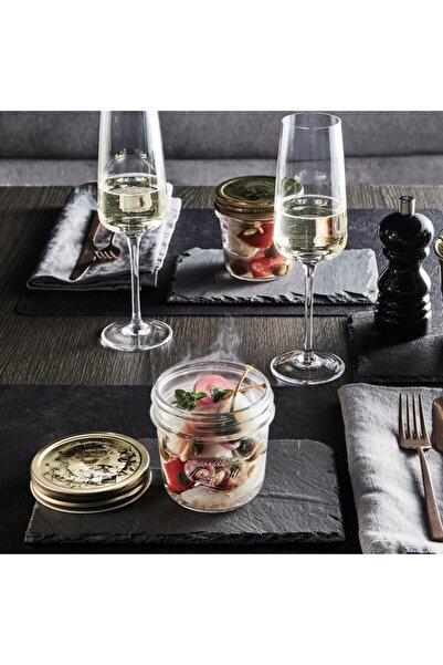 Bormioli Rocco Set of 6 glass jars with lids BORMIOLI QUATTRO STAGIONI, 320ml, D8.9xH10.8cm (3.54756)