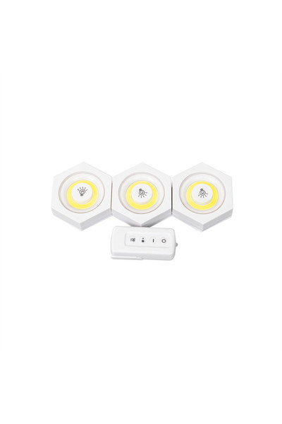 Z-Tools Set de 3 lămpi LED cu telecomandă pentru mobilă, autoadezive, hexagon...