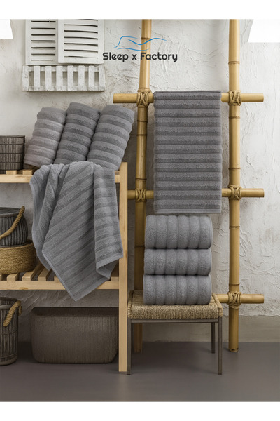 Sleep x Factory Wavy Textured Bath Towel – 100% Pure Cotton, Soft & Absorbent – 50x100 cm
